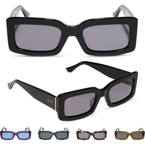 image:imageDIFF Indy Rectangular Sungalsses for Women  UV400 Protection  Designer Acetate FramesBlack  Grey