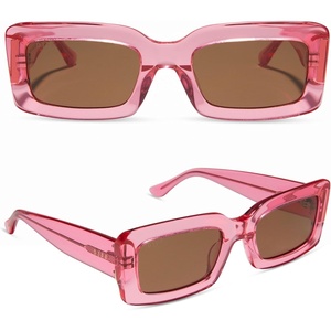 image:imageDIFF Indy Rectangular Sungalsses for Women  UV400 Protection  Designer Acetate FramesCandy Pink Crystal