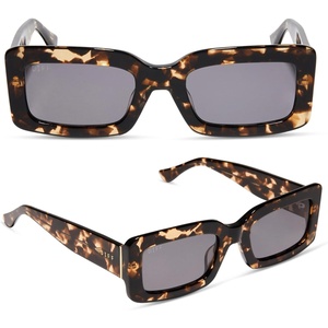 image:imageDIFF Indy Rectangular Sungalsses for Women  UV400 Protection  Designer Acetate FramesEspresso Tortoise  Grey