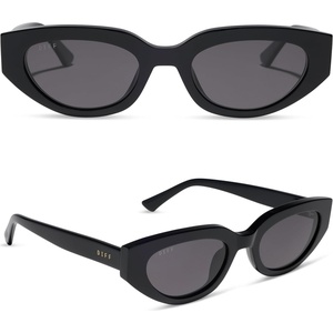 image:imageDIFF  JJD Crystal Cat Eye Sunglasses for Women  Jessie James Decker Collection UV400 Protection Oval Cat Eye FrameBlack  Grey  Polarized