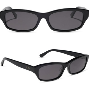 image:imageDIFF  JJD Misty Rectangle Sunglasses  100 UV400 Protection Hand Cut Acetate Frame 55mm Lens Width ScratchResistant Lenses Protective Case IncludedBlack  Grey  Polarized