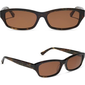image:imageDIFF  JJD Misty Rectangle Sunglasses  100 UV400 Protection Hand Cut Acetate Frame 55mm Lens Width ScratchResistant Lenses Protective Case IncludedKoa Tortoise  Brown