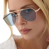 image:imageDIFF Beach Riot The Reserve Oversized Aviator Sunglasses for Women  100 UV400 Protection Stainless Steel Frame 58mm Lens Width ScratchResistant Lenses Protective Case IncludedGold  Blue Tint