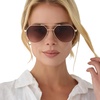 image:imageDIFF Beach Riot The Reserve Oversized Aviator Sunglasses for Women  100 UV400 Protection Stainless Steel Frame 58mm Lens Width ScratchResistant Lenses Protective Case IncludedGold  Brown