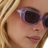 image:imageDIFF Daphne II Rectangle Sunglasses  100 UV400 Protection Grey Lenses Hand Cut Acetate Frame 51mm Lens Width ScratchResistant Lenses Everyday WearLilac Crystal  Grey