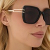 image:imageDIFF Dasha Square Sunglasses  100 UV400 Protection Grey Lenses Hand Cut Acetate Frame 51mm Lens Width ScratchResistant Lenses Everyday WearBlack  Grey