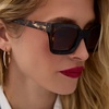 image:imageDIFF Greer  Rectangle  Polarized  Sunglasses for Women UV400 Protection  100 UV400 Protection Hand Cut Acetate Frame 50mm Lens Width Protective Case Included Everyday WearEspresso Tortoise  Brown Gradient