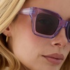 image:imageDIFF Greer  Rectangle  Polarized  Sunglasses for Women UV400 Protection  100 UV400 Protection Hand Cut Acetate Frame 50mm Lens Width Protective Case Included Everyday WearLilac Crystal  Grey  Polarized