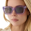image:imageDIFF Greer  Rectangle  Polarized  Sunglasses for Women UV400 Protection  100 UV400 Protection Hand Cut Acetate Frame 50mm Lens Width Protective Case Included Everyday WearLilac Crystal  Grey  Polarized