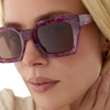 image:imageDIFF Greer  Rectangle  Polarized  Sunglasses for Women UV400 Protection  100 UV400 Protection Hand Cut Acetate Frame 50mm Lens Width Protective Case Included Everyday WearLavender Haze Tortoise  Brown