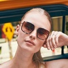 image:imageDIFF Jordan Designer Navigator Sunglasses for Women  100 UVAUVB Protection  100 UV400 Protection Brown Lenses Hand Cut Acetate Frame 57mm Lens Width Protective Case Included Everyday WearConfetti Tortoise
