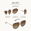 image:imageDIFF Jordan Designer Navigator Sunglasses for Women  100 UVAUVB Protection  100 UV400 Protection Brown Lenses Hand Cut Acetate Frame 57mm Lens Width Protective Case Included Everyday WearEspresso Tortoise  Brown Gradient