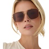 image:imageDIFF Jordan Designer Navigator Sunglasses for Women  100 UVAUVB Protection  100 UV400 Protection Brown Lenses Hand Cut Acetate Frame 57mm Lens Width Protective Case Included Everyday WearTortoise  Brown