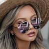 image:imageDIFF Lenox Aviator Sunglasses for Women UV400 Protection Designer Lightweight Gold Stainless Steel Frames  Gradient Lenses 100 UV400 Protection Stainless Steel Frame 62mm Lens Width ScratchResistant Lenses Everyday WearGold  Cherry Blossom Mirror