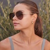 image:imageDIFF Lenox Aviator Sunglasses for Women UV400 Protection Designer Lightweight Gold Stainless Steel Frames  Gradient Lenses 100 UV400 Protection Stainless Steel Frame 62mm Lens Width ScratchResistant Lenses Everyday WearGold Sea Tortoise Tips  Brown Gradient