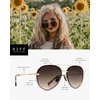 image:imageDIFF Lenox Aviator Sunglasses for Women UV400 Protection Designer Lightweight Gold Stainless Steel Frames  Gradient Lenses 100 UV400 Protection Stainless Steel Frame 62mm Lens Width ScratchResistant Lenses Everyday WearGold Sea Tortoise Tips  Brown Gradient
