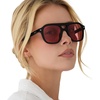image:imageDIFF x Beach Riot The Coast Oversized Aviator Sunglasses for Women  100 UV400 Protection Hand Cut Acetate Frame 53mm Lens Width ScratchResistant Lenses Protective Case IncludedBlack  Red Tint