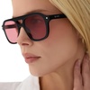 image:imageDIFF x Beach Riot The Coast Oversized Aviator Sunglasses for Women  100 UV400 Protection Hand Cut Acetate Frame 53mm Lens Width ScratchResistant Lenses Protective Case IncludedBlack  Red Tint