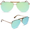 image:imageDIFF Tahoe  Designer Aviator Sunglasses for Women  UV400 Protection  Polarized Lenses 100 UV400 Protection Hand Cut Acetate Frame 65mm Lens Width Protective Case Included Everyday WearBrushed Gold  Dew Drop Mirror
