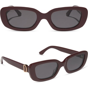 image:imageDIFF Daphne Designer Polarized Sunglasses for Women UV400 Rugby Red  Grey  Polarized Lenses 100 UV400 Protection Hand Cut Acetate Frame 51mm Lens Width ScratchResistant Lenses Everyday Wear