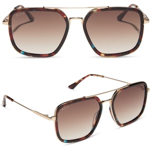 image:imageDIFF Jordan Designer Navigator Sunglasses for Women  100 UVAUVB Protection  100 UV400 Protection Brown Lenses Hand Cut Acetate Frame 57mm Lens Width Protective Case Included Everyday WearConfetti Tortoise