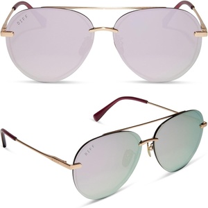 image:imageDIFF Lenox Aviator Sunglasses for Women UV400 Protection Designer Lightweight Gold Stainless Steel Frames  Gradient Lenses 100 UV400 Protection Stainless Steel Frame 62mm Lens Width ScratchResistant Lenses Everyday WearGold  Cherry Blossom Mirror