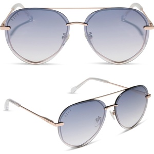 image:imageDIFF Lenox Aviator Sunglasses for Women UV400 Protection Designer Lightweight Gold Stainless Steel Frames  Gradient Lenses 100 UV400 Protection Stainless Steel Frame 62mm Lens Width ScratchResistant Lenses Everyday WearChampagne Gold  Slate Gradient Flash