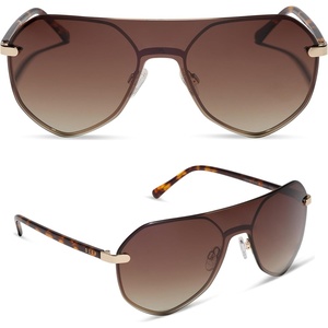 image:imageDIFF Lonnie Oversized Shield Sunglasses for Women  Polarized Lenses 100 UV400 Protection Hand Cut Acetate Frame ScratchResistant Lenses Protective Case IncludedGold  Brown Gradient  Polarized