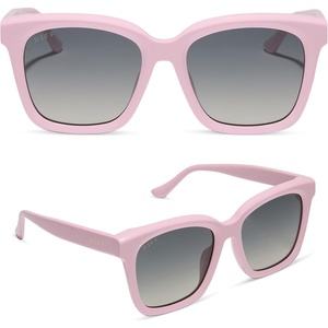 image:imageDIFF Meredith  Designer Square Sunglasses for Women  UV400 Polarized Protection  Polarized Lenses 100 UV400 Protection Hand Cut Acetate Frame 54mm Lens Width Everyday WearPowder Pink  Grey Gradient