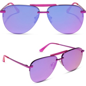 image:imageDIFF Tahoe  Designer Aviator Sunglasses for Women  UV400 Protection  Polarized Lenses 100 UV400 Protection Hand Cut Acetate Frame 65mm Lens Width Protective Case Included Everyday WearPink Rush Metallic  Pink Rush Mirror