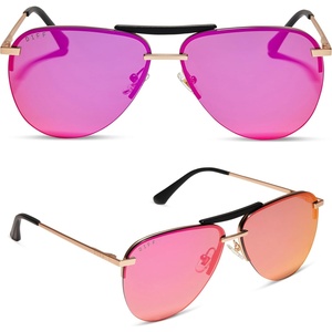 image:imageDIFF Tahoe  Designer Aviator Sunglasses for Women  UV400 Protection  Polarized Lenses 100 UV400 Protection Hand Cut Acetate Frame 65mm Lens Width Protective Case Included Everyday WearMatte Gold  Sunset Mirror