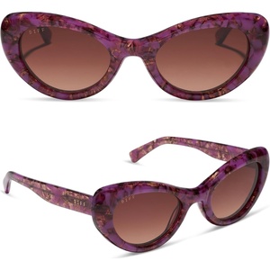 image:imageDIFF Zaria Designer Cat Eye Sunglasses for Women  UV400 Protection  Gradient Lenses 100 UV400 Protection Brown Lenses Hand Cut Acetate Frame 53mm Lens Width Protective Case IncludedLavender Haze Tortoise  Brown Gradient