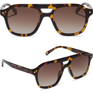 image:imageDIFF x Beach Riot The Coast Oversized Aviator Sunglasses for Women  100 UV400 Protection Hand Cut Acetate Frame 53mm Lens Width ScratchResistant Lenses Protective Case IncludedTortoise  Brown Gradient
