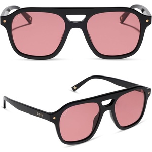 image:imageDIFF x Beach Riot The Coast Oversized Aviator Sunglasses for Women  100 UV400 Protection Hand Cut Acetate Frame 53mm Lens Width ScratchResistant Lenses Protective Case IncludedBlack  Red Tint